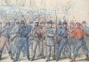 Frank Vizetelly Union Soldiers Attacking Confederate Prisoners in the Streets of Washington painting